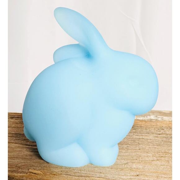 Fenton Blue Satin Glass Bunny - Picture 2 of 4